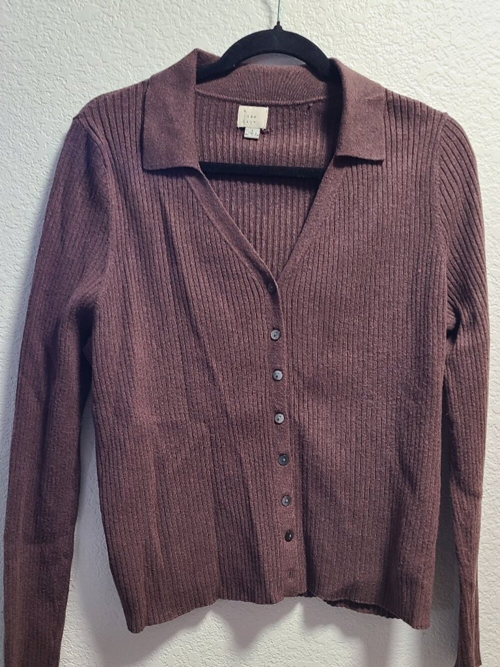 A New Day collared sweater, Sz Large, brown
